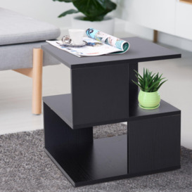 Modern Square 2 Tier Wood Coffee Side Table Storage Shelf Rack - thumbnail 3