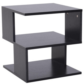 Modern Square 2 Tier Wood Coffee Side Table Storage Shelf Rack - thumbnail 2