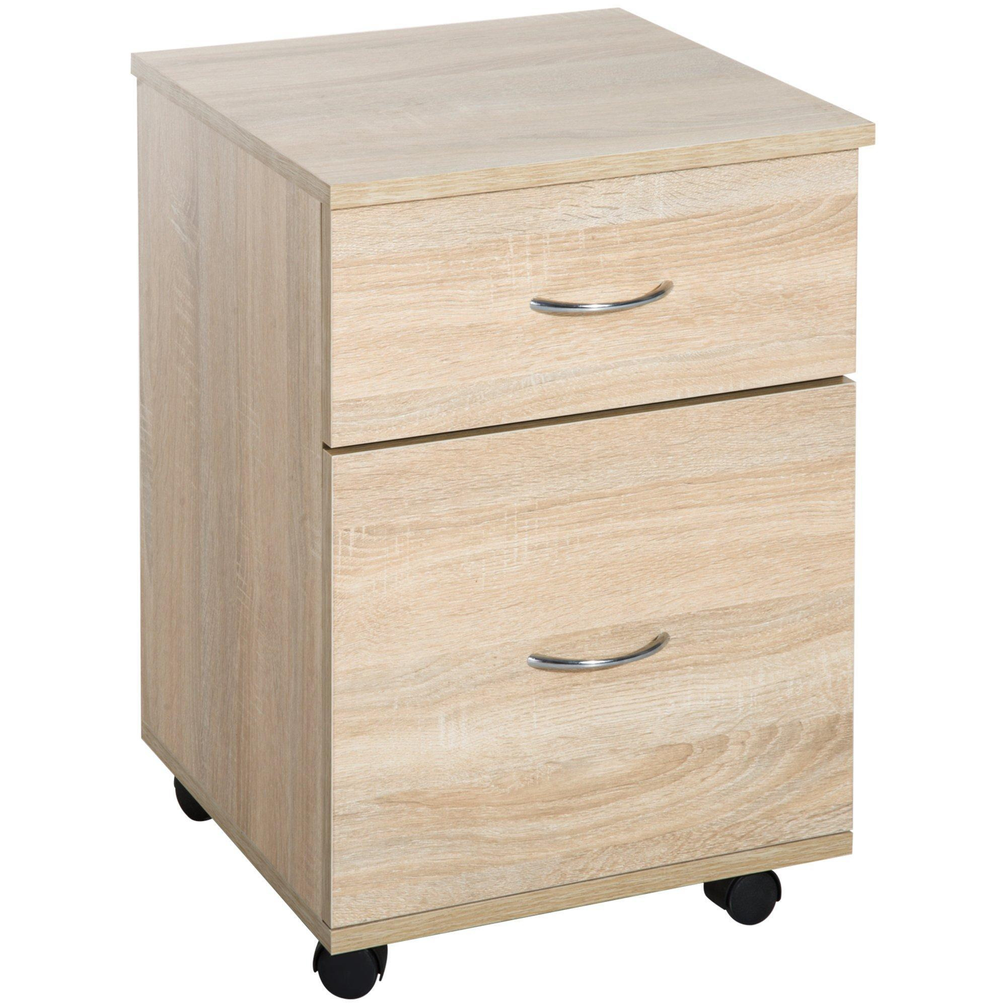Mobile File Cabinet Wooden Side Table with 2 Drawers Pedestal Office - image 1