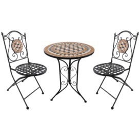 3 Pcs Mosaic Bistro Table Chair Set Patio Garden Dining Furniture - thumbnail 1