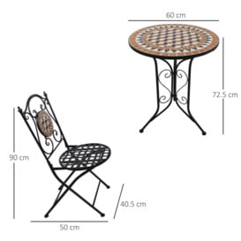 3 Pcs Mosaic Bistro Table Chair Set Patio Garden Dining Furniture - thumbnail 3