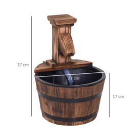 Wood Barrel Patio Water Fountain Water Feature with Electric Pump for Garden - thumbnail 3