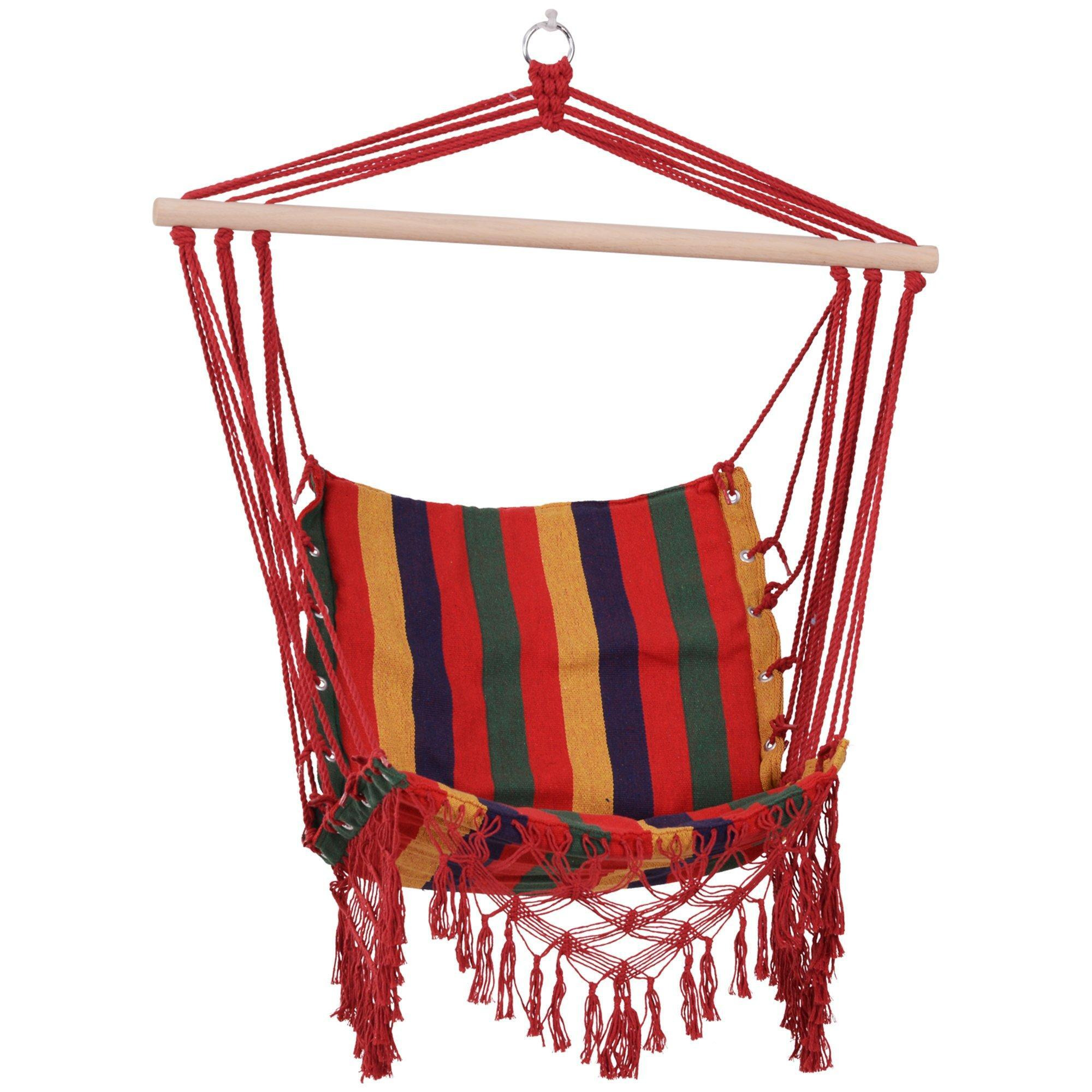 Hammock Chair Swing  Striped Seat Porch Indoor Outdoor Hanging - image 1