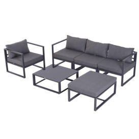 6pcs Garden Sectional Sofa Set Aluminum Frame Coffee Table Footstool - thumbnail 1