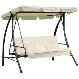 2-in-1 Garden Swing Chair for 3 Person with Tilting Canopy