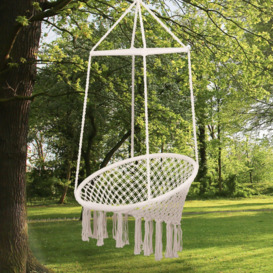 Hammock Macrame Swing Chair Twisted Rope Tassels Indoor Outdoor - thumbnail 2