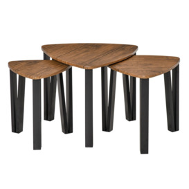 3 PCs Nesting Table Coffee Table Set MDF Steel Living Room Furniture - thumbnail 2