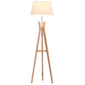 Floor Lamp 40W with Pedal Switch Middle Shelf Tripod Base Fabric Shade - thumbnail 1