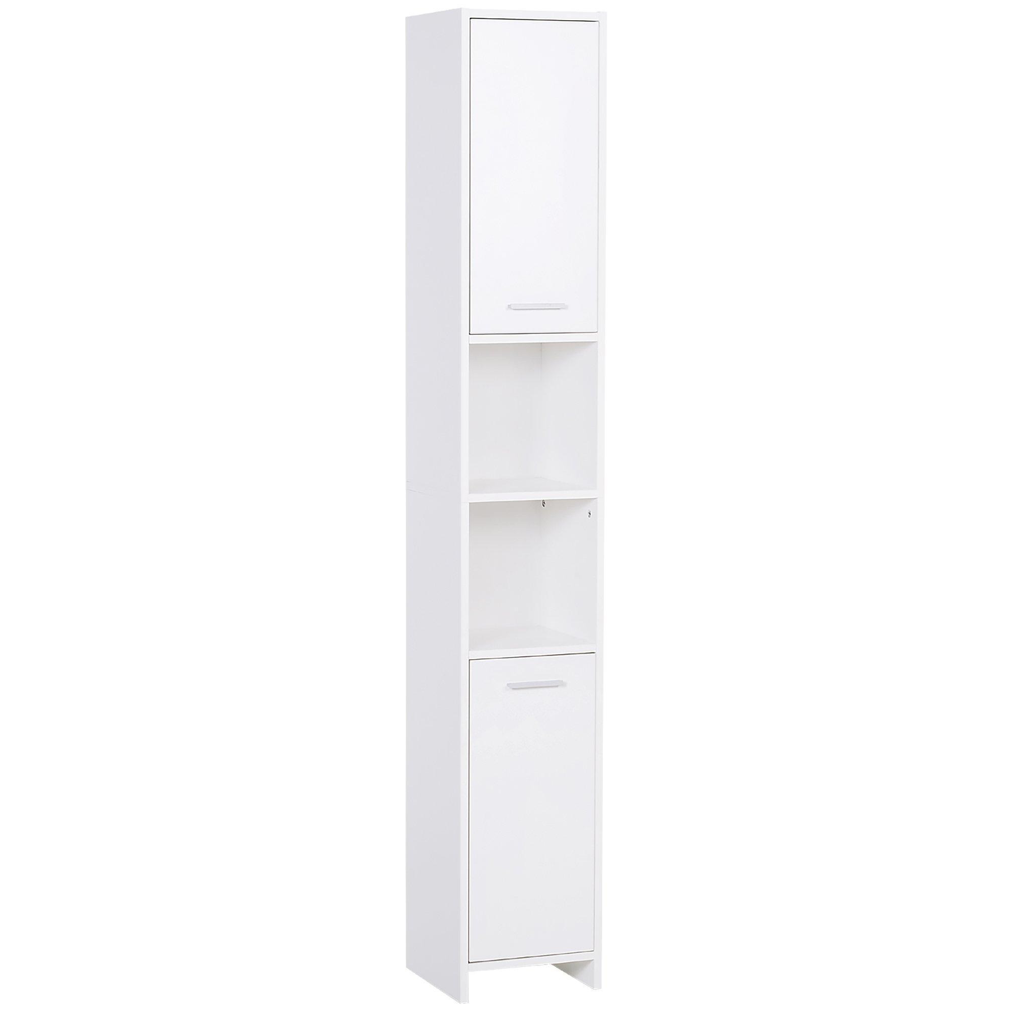 Bathroom Floor Storage Cabinet Slim Tallboy Door Cupboard & Shelves - image 1