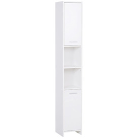 Bathroom Floor Storage Cabinet Slim Tallboy Door Cupboard & Shelves - thumbnail 2