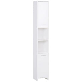 Bathroom Floor Storage Cabinet Slim Tallboy Door Cupboard & Shelves - thumbnail 1