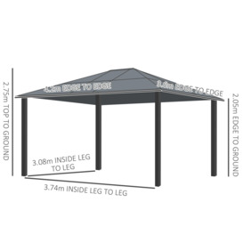 4 x 3.6m Hardtop Gazebo Canopy with Roof and Aluminium Frame - thumbnail 3