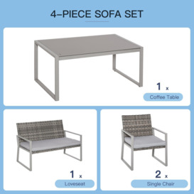 4-Piece Deluxe Outdoor Patio PE Rattan Wicker Sofa Chaise Lounge Furniture Set - thumbnail 3