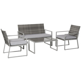 4-Piece Deluxe Outdoor Patio PE Rattan Wicker Sofa Chaise Lounge Furniture Set - thumbnail 1
