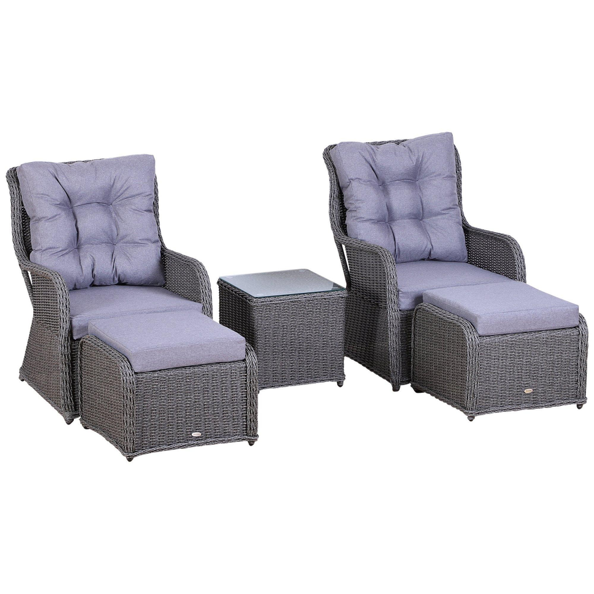 Garden Sofa Chair & Stool Table Set Patio Wicker Weave Furniture Set Outdoor - image 1