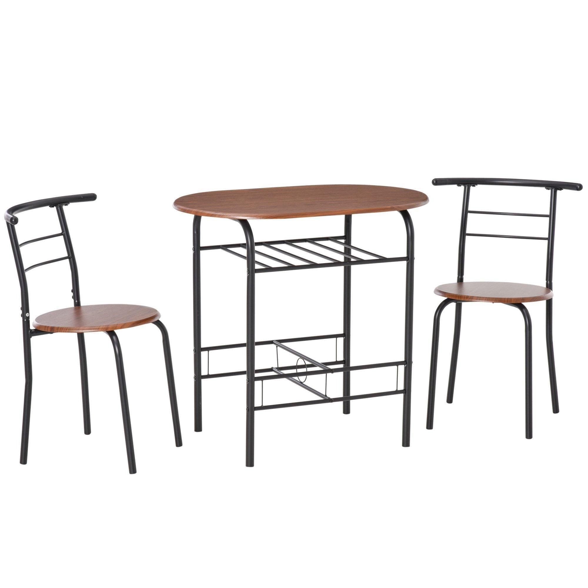 3 Piece Bar Table Set 2 Stools Industrial Style Dining Room Storage - image 1