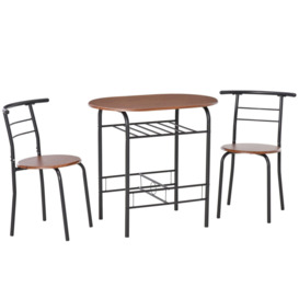 3 Piece Bar Table Set 2 Stools Industrial Style Dining Room Storage - thumbnail 1