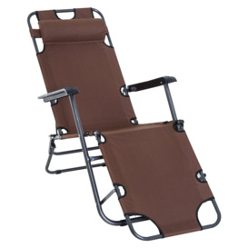 2 in 1 Outdoor Folding Sun Lounger with Adjustable Back and Pillow - thumbnail 1