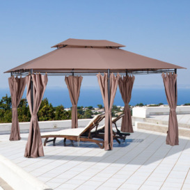 3 x 4m Outdoor 2-Tier Steel Frame Gazebo with Curtains Outdoor - thumbnail 2
