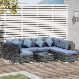 8PC Rattan Outdoor Garden Patio Furniture Corner Sofa Set Wicker Black Aluminium - thumbnail 2