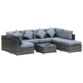 8PC Rattan Outdoor Garden Patio Furniture Corner Sofa Set Wicker Black Aluminium - thumbnail 1
