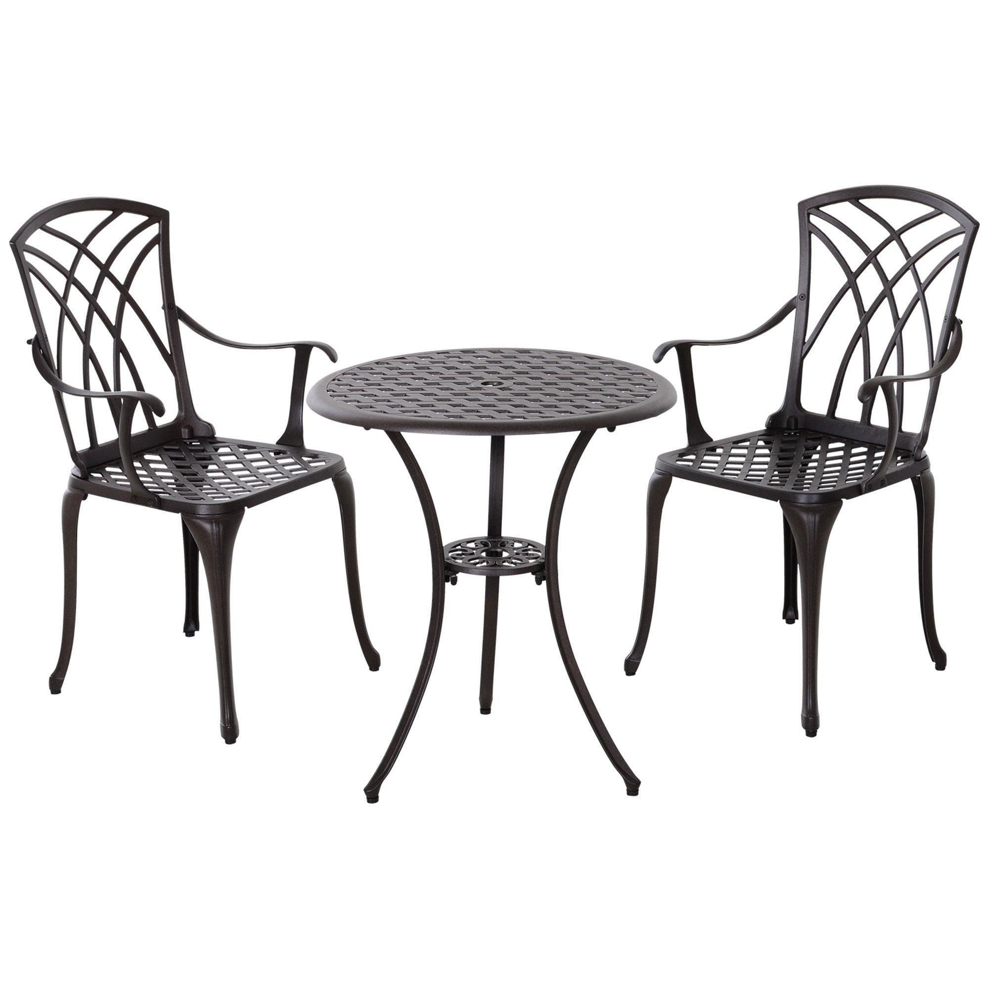3 PCs Coffee Table Chairs Outdoor Garden Furniture Set w/Umbrella Hole - image 1