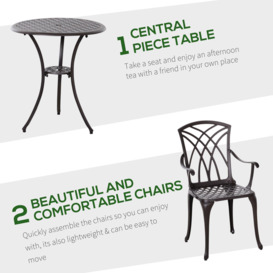 3 PCs Coffee Table Chairs Outdoor Garden Furniture Set w/Umbrella Hole - thumbnail 3