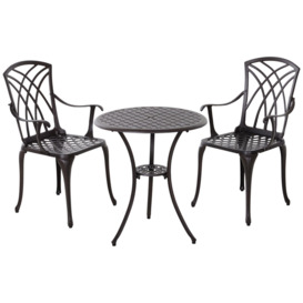 3 PCs Coffee Table Chairs Outdoor Garden Furniture Set w/Umbrella Hole - thumbnail 1