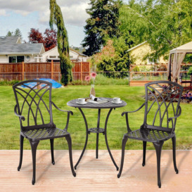 3 PCs Coffee Table Chairs Outdoor Garden Furniture Set w/Umbrella Hole - thumbnail 2