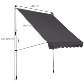 2x1.5m Manual Retractable Patio Awning Floor- to-ceiling Shade - thumbnail 3