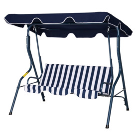 3-person Garden Swing Chair with Adjustable Canopy, Stripes