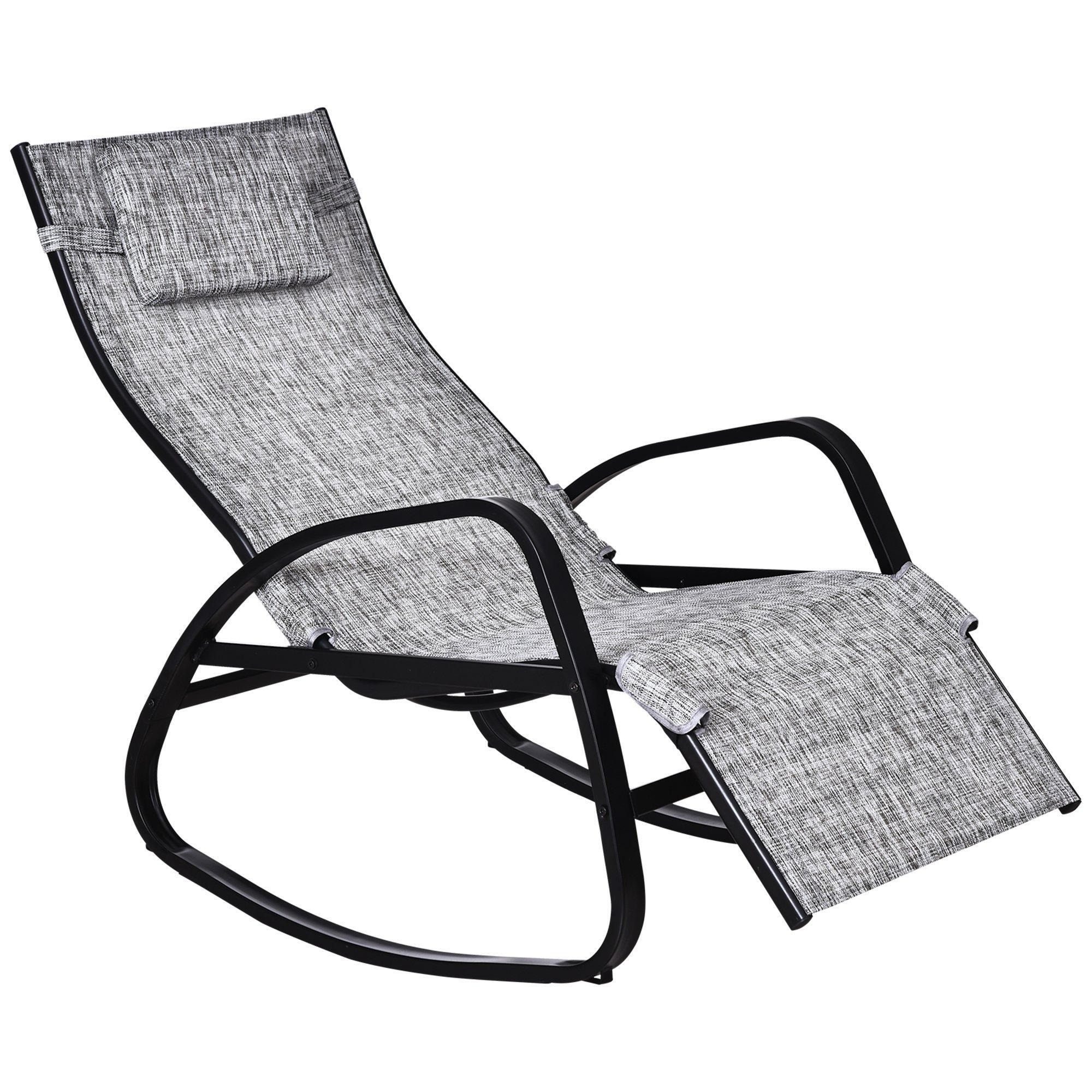Patio Adjust Lounge Chair Rocker Outdoor with Pillow, Footrest - image 1