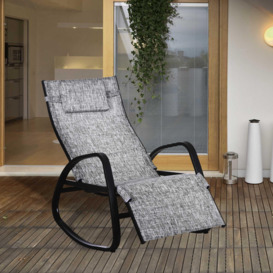 Patio Adjust Lounge Chair Rocker Outdoor with Pillow, Footrest - thumbnail 3