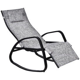 Patio Adjust Lounge Chair Rocker Outdoor with Pillow, Footrest - thumbnail 1