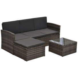 3PC Outdoor Patio Furniture Set Wicker Rattan 3-Seater Sofa Chair Couch