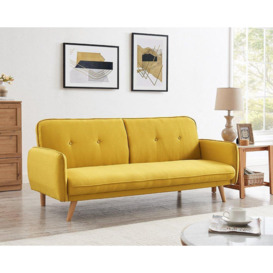 Belmont fabric Sofa Bed With Button Detail and Wooden Legs