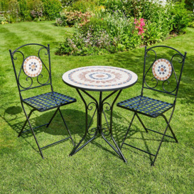 Sunflower Mosaic Garden Patio Bistro Table and Chairs Set - thumbnail 2