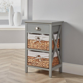 Dartmouth 1 Drawer with 2 Wicker Basket Drawer Bedside Storage Unit - thumbnail 1