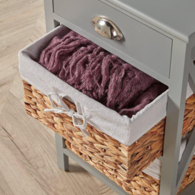 Dartmouth 1 Drawer with 2 Wicker Basket Drawer Bedside Storage Unit - thumbnail 2
