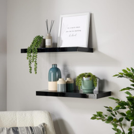 Pair of 60cm Floating Gloss Wall Mounted Storage Shelves