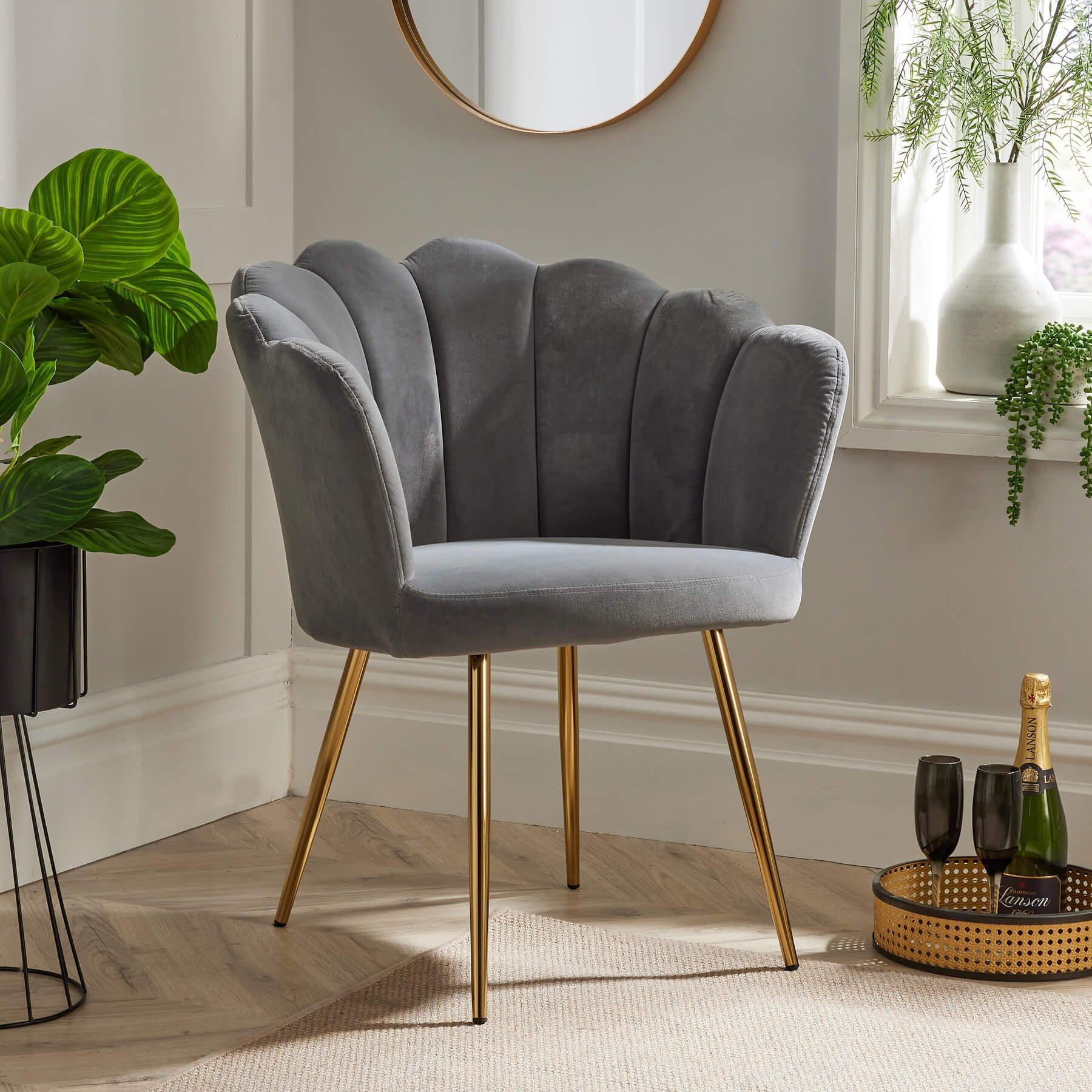 Compact Scallop Occasional Chair with Metal Legs - image 1