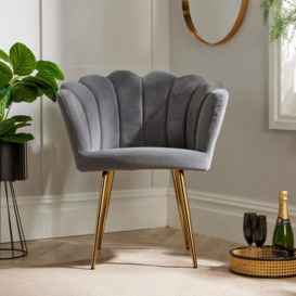 Compact Scallop Occasional Chair with Metal Legs - thumbnail 2