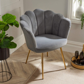 Compact Scallop Occasional Chair with Metal Legs - thumbnail 3