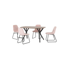 Athens Medium Oak Rectangular Dining Set with Lukas Chairs - thumbnail 1