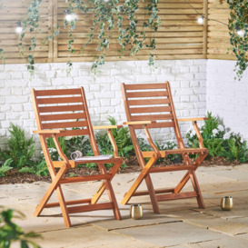 Set of 2 Meranti Hardwood Folding  Garden Chairs - thumbnail 3