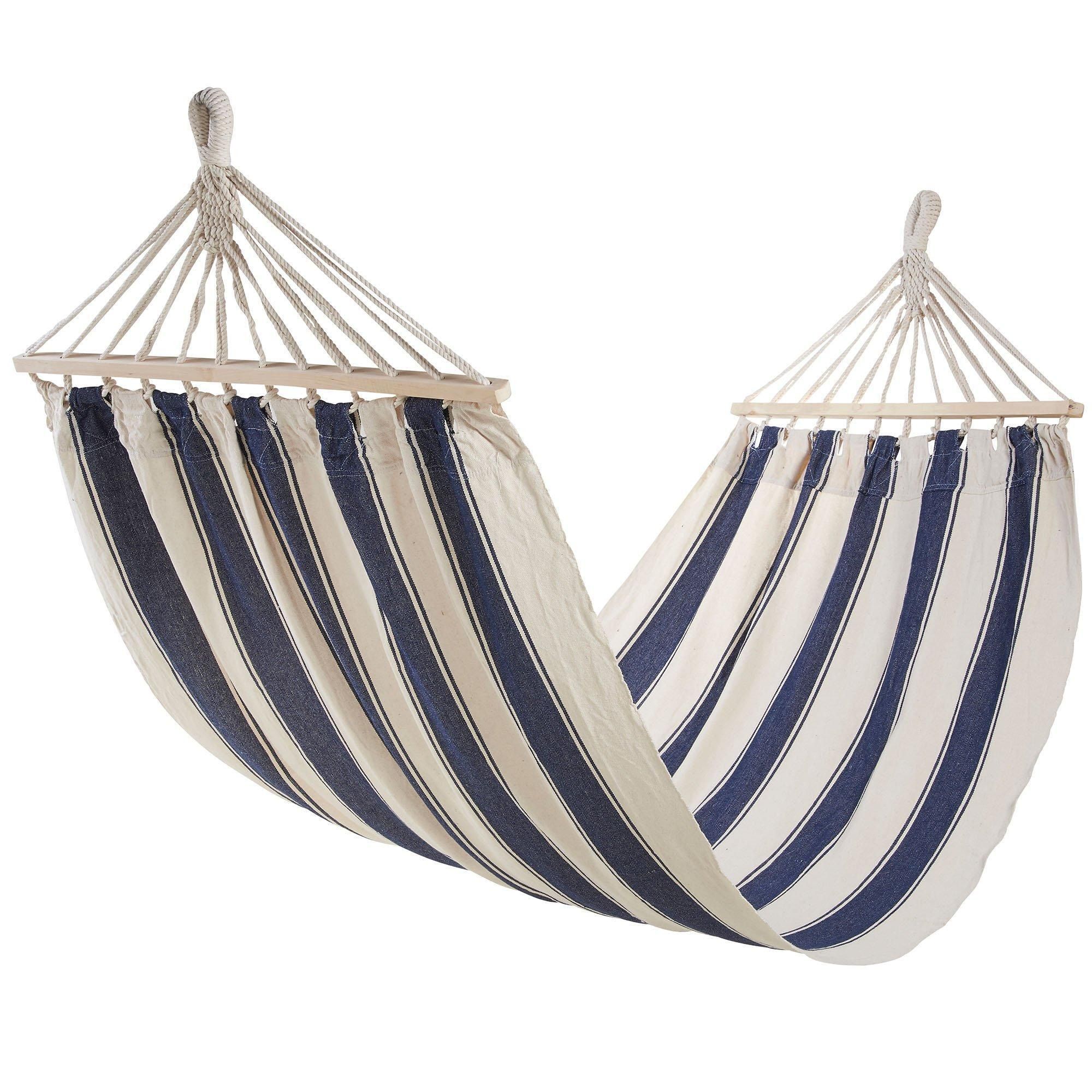 Striped Cotton Garden and Patio 1 Seater Single Hammock - image 1