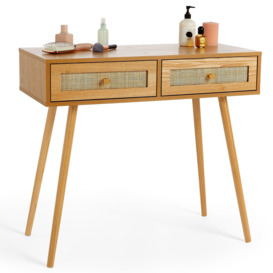 Ash Wood Tapered Legs and Gold Handles Bedroom Dressing Table