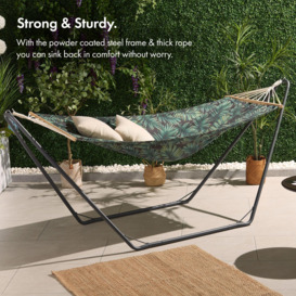 Palm Leaf Design 1 Person Hammock with Frame - thumbnail 2