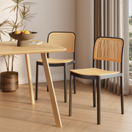 Rattan Effect Stackable Set of 4 Dining Chairs - thumbnail 2