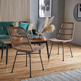Rattan Reeded Wicker Kitchen Dining Chairs - thumbnail 2